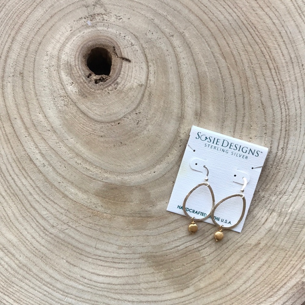 Silver drop earrings with gold